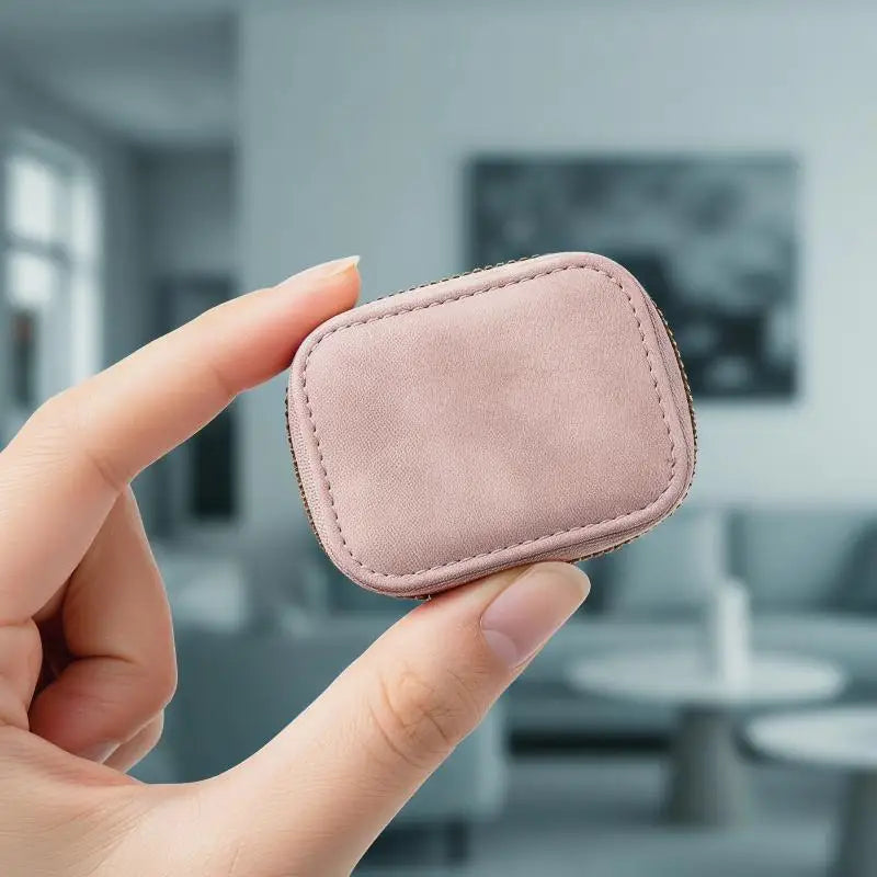 Soft Suede Mini Car Key Case with Smooth Zipper Rustproof Metal Carabiner Small Storage Pouch for Keys Earbuds Daily Use