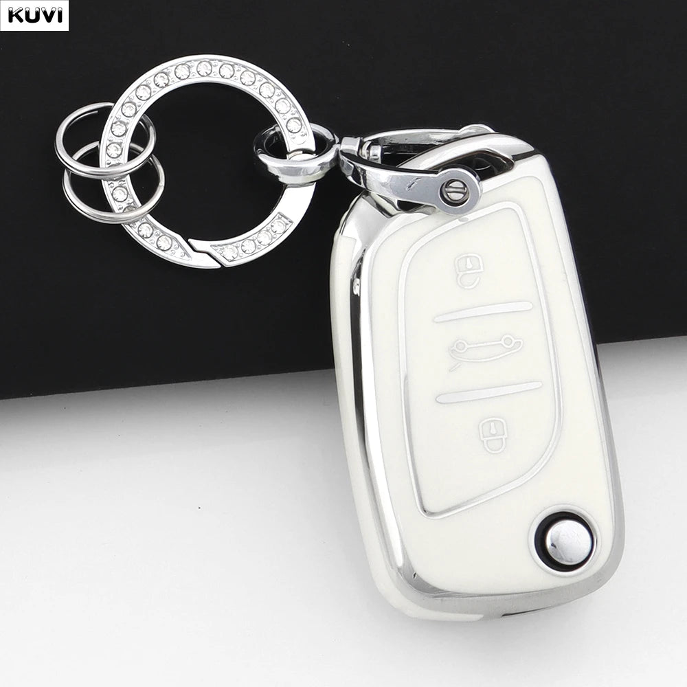 Fashion TPU Car Flip Key Case Cover Shell For Citroen C1 C2 C3 C4 C5 XSARA PICA For Peugeot 306 407 807 For DS DS3 DS4 DS5 DS6