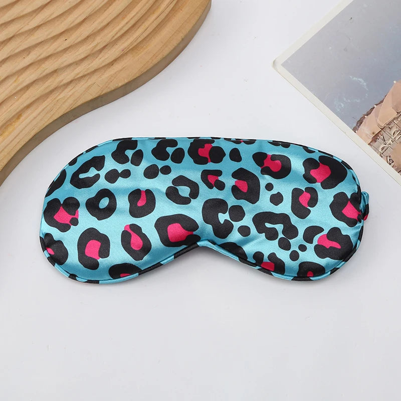 Leopard Print Double-Sided Simulated Silk Eye Mask 3d Light-Shielding Sleep Eye Mask, Ice-Feeling Breathable Eye Mask