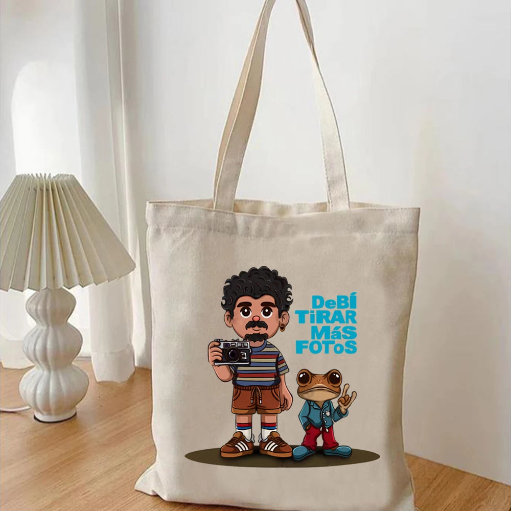 Bad Bunny DTMF with Bear Cartoon Women Tote Bag Debí Tirar Más Fotos Printing Shopping Bag Funny Travel Bag Eco Tote Bags