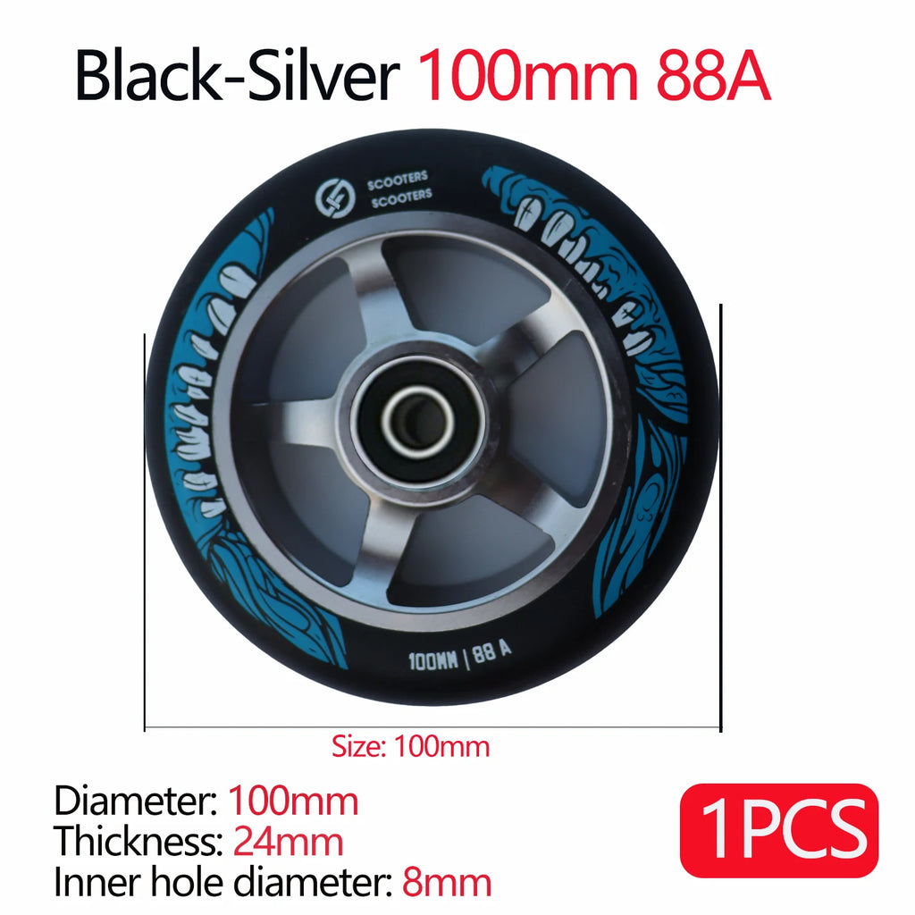 100/110/120mm Extreme Scooter Wheel, Aluminum Alloy Hub Impact Wear Resistant, Freestyle Racing Replacement Accessory