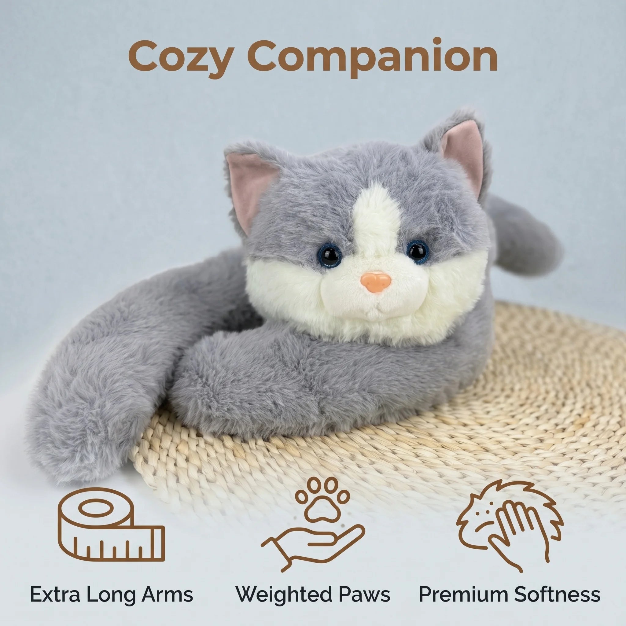 50/60/65cm Long Arm Stuffed Animal Arm Weighted Soft Plush Pillow Raccoon Koala Bear Sloth  Dinosaur Gift for Boys and Girls