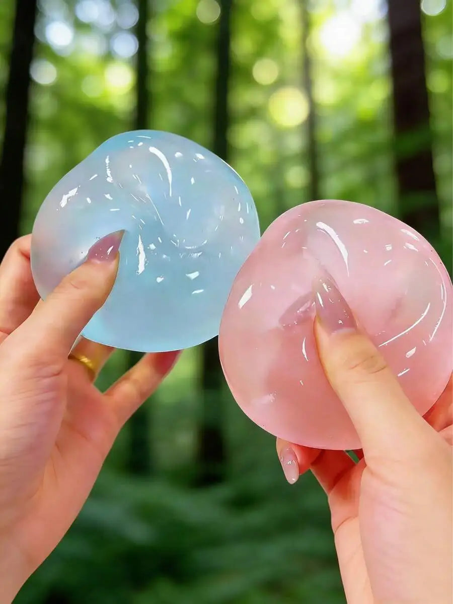 1/2pcs Moldable Slow Rebound Blue Coconut Oil Handmade Squeezing Ball, 6cm Round Malt Stress Relief Squeeze Toy