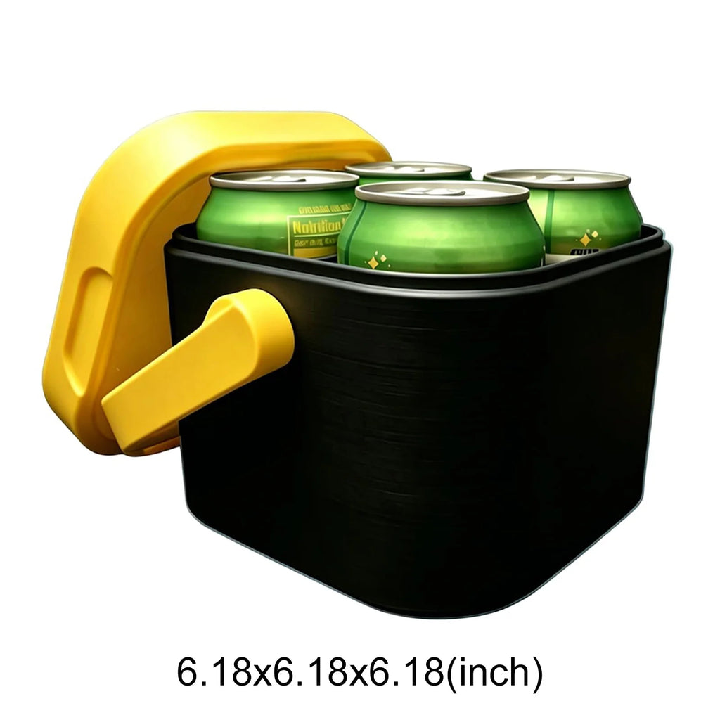 4 Can Drink Cooler Leak-proof Portable Beverage Box with Lid and Handle Lightweight Fridge for Beach Outdoor Road Travel Party