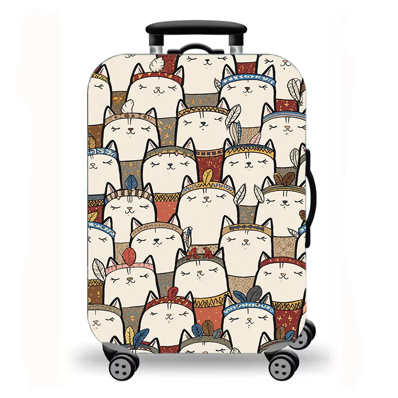 Luggage Cover, Cute Cartoon Cat Kitten Fantasy Print Stretch Suitcase Protector, Washable Anti-Scratch Travel Baggage Cover