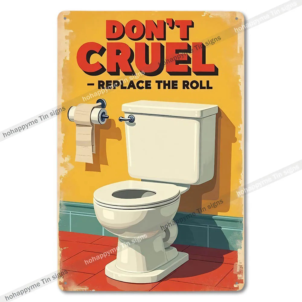 Retro Metal Tin Bathroom Signs Wall Decor for Home Restroom Vintage Toilet Humor Art Unique Gift Ideas