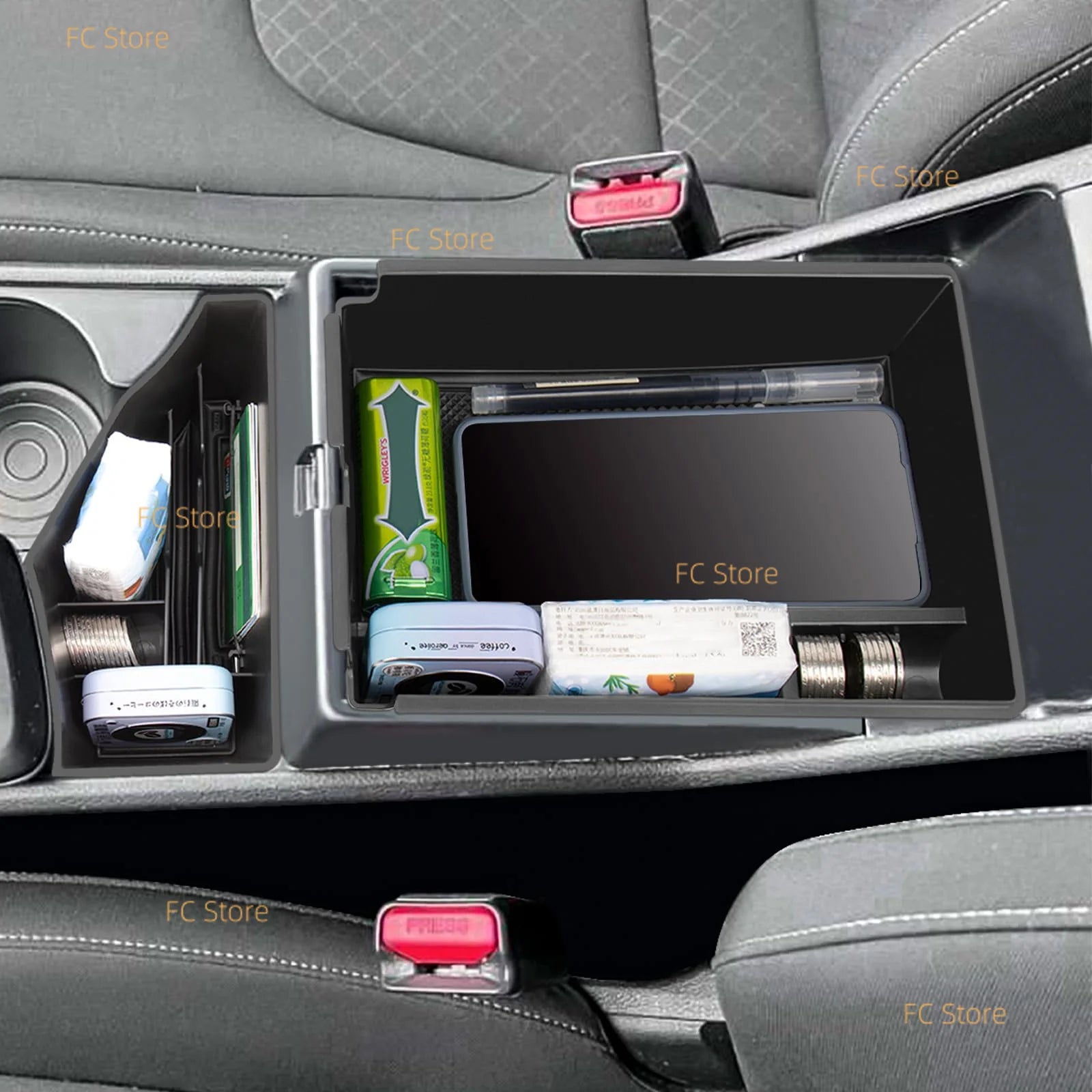 For Kia For Sportage NQ5 Hybrid 2023-2025 Center Console Organizer Armrest Storage Box Middle Insert Tray Interior Accessories