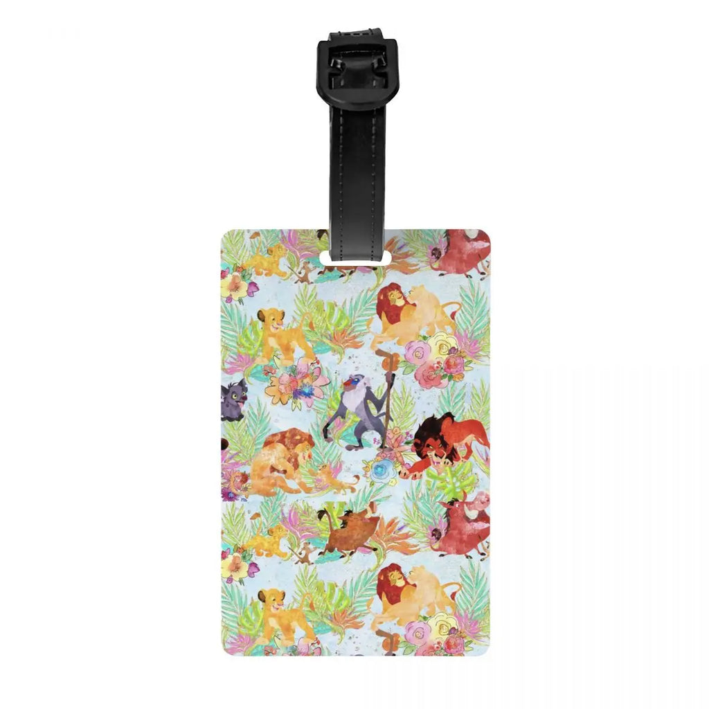 Custom Rafiki Luggage Tag With Name Card The Lion Cartoon K-Kings Privacy Cover ID Label for Travel Bag Suitcase