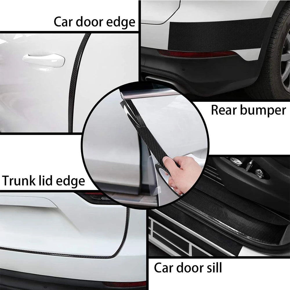 1-10M Car Door Edge Anti-Scratch Tape Black 3D Nano Carbon Fiber Universal Car Side Mirror Protector Strip Waterproof Film Tape