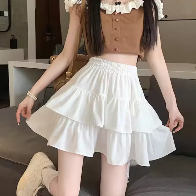 Plus Size Women's Ruffle Short Sleeve T-shirt Elastic Irregular Hem Slim Fit Shirt&Blouses Solid Summer Casual Elegance Top Chic