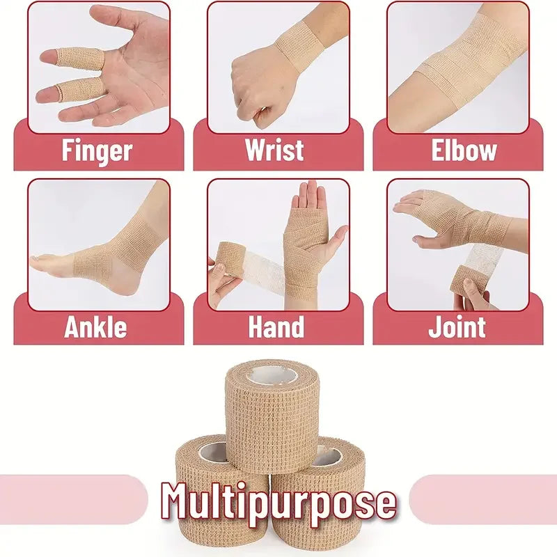 1-10 Rolls Elastic Breathable Medical Adhesive Bandage Self Adhesive Tape Beige Wrap For Wrist Ankle Finger Sports First Aid