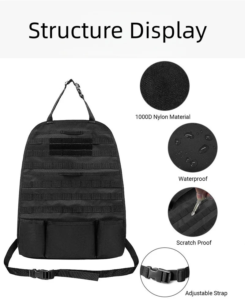 Molle Car Seat Back Organizer Panel Storage Pouch Universal Travel Vehicle Seat Cover Protector EDC Tool Bag Hunting Accessories