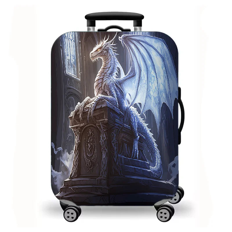 Luggage Cover, Fantasy Dragon Mythical Creature Print Stretch Suitcase Protector, Washable Anti-Scratch Travel Baggage Cover