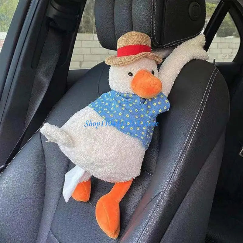 Car Headrest Tissue Box Car Interior Accessories Duck Animal Pattern Paper Case Hanging Napkin Holder Tissue Dispenser