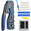 RJ45 CAT6 Crimping Tool Kit with Pass Through Connector,Boots and Tester for Cat5e Cat6 UTP Ethernet Cale