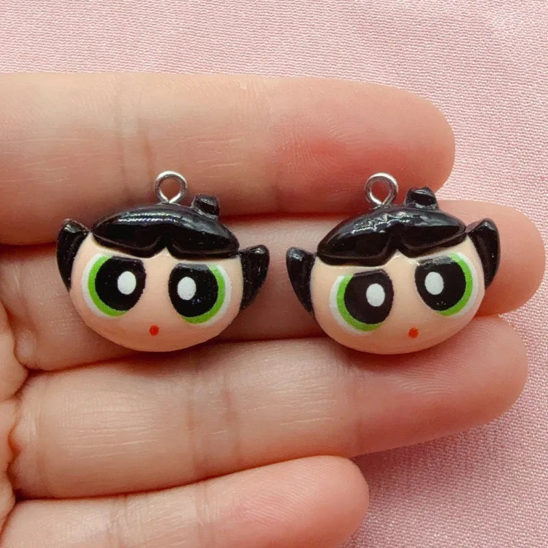 10pcs Cartoon Girl Resin DIY Jewelry Accessories Cartoon Cute Anime Hand Rope Necklace Pendant