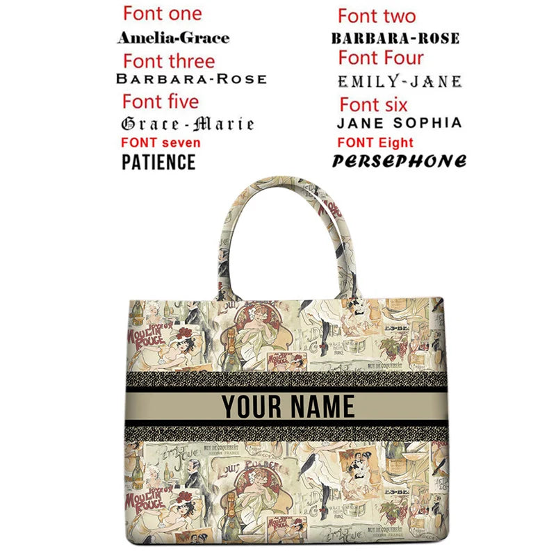 2026 New Personalized Custom Women's Tote Bag, Canvas Printed Handbag, Large Capacity Beach Bag
