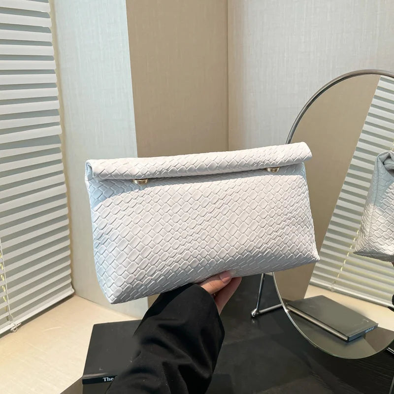 Elegant Multifunctional Women Clutch Bag Large Capacity Woven Pattern Evening Phone Pocket Coin Purse Luxury Long Wallet