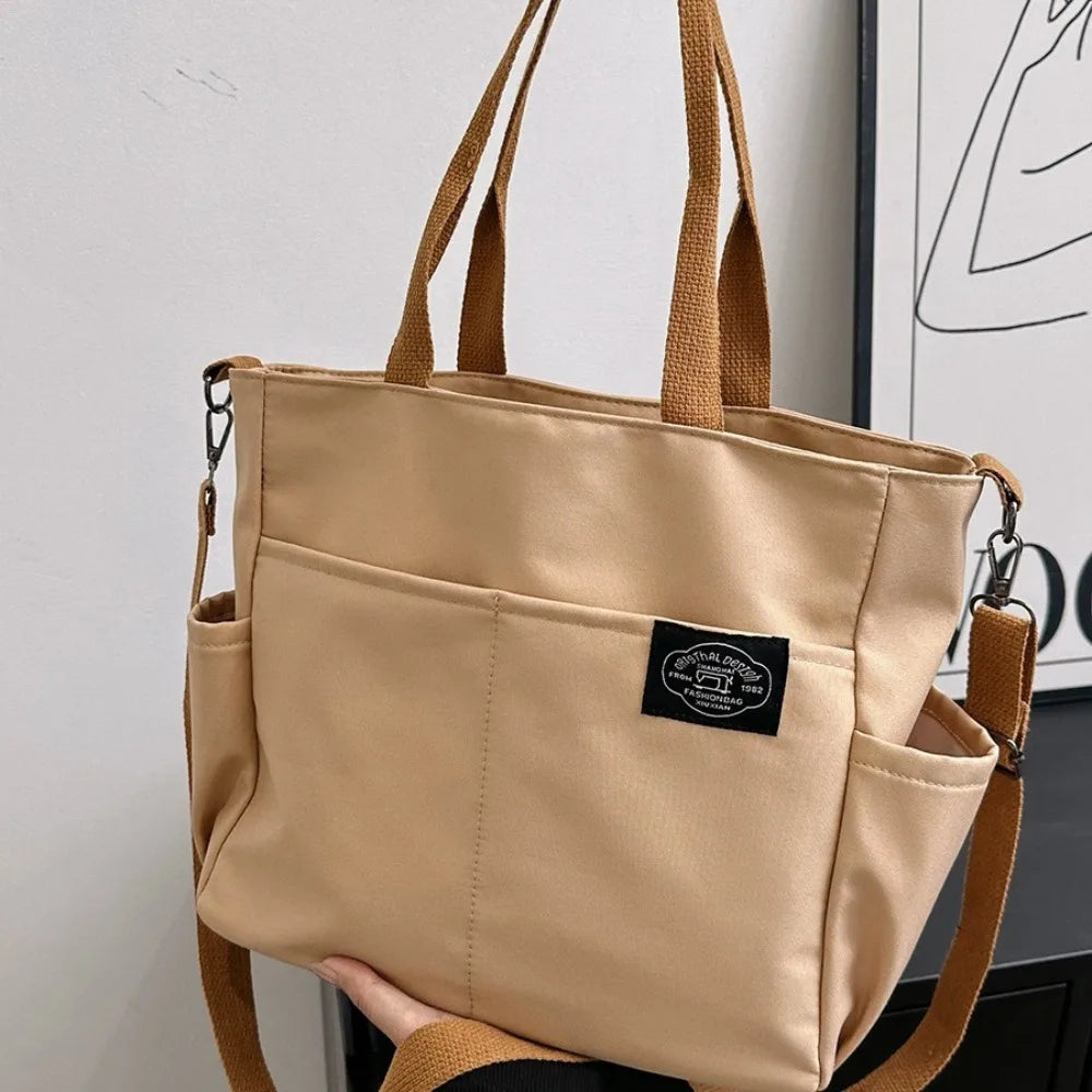 Fashion Women's Shoulder Bag Canvas Large Capacity Crossbody Handbag Multi Pocket Zipper Mommy Bags for Female