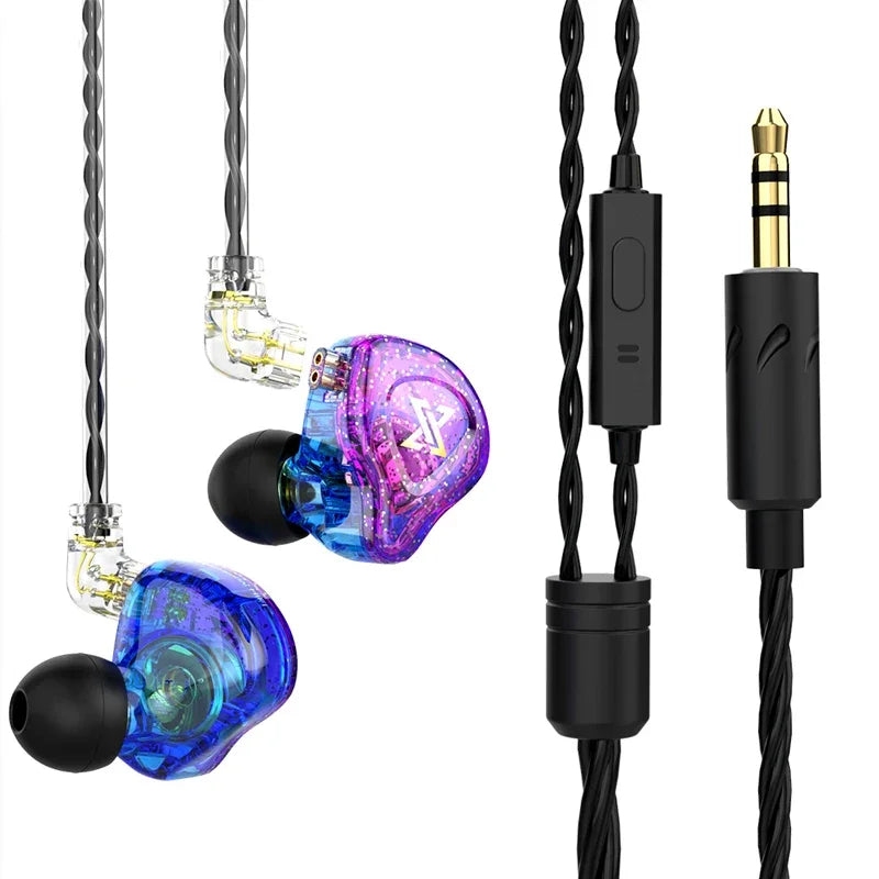 QKZ AK3 FiLe Wired Earphone with Microphone HiFi Music Monitor Bass Headphones Noise Cancelling Headset For Sport Gaming Earbuds