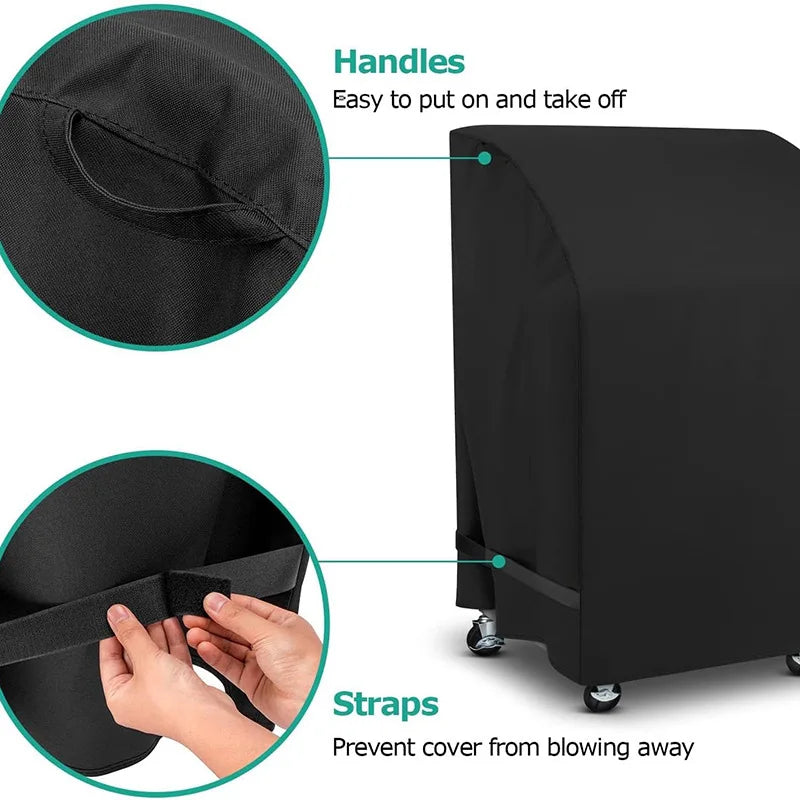 32 Inch Black BBQ Cover Rainproof Gas Barbecue Stove Hood with Folding Side Table Outdoor Oven Protection 210D Cloth Grill Cover