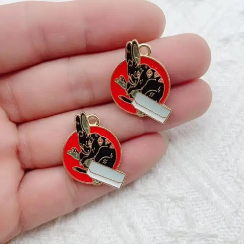 10pcs cartoon oil bird bat rabbit fox animal pendant pendant DIY necklace earrings bracelet accessories