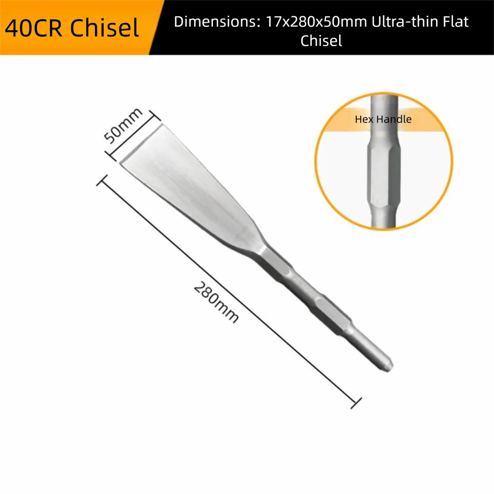 Durable Hexagonal Shank Slotting Flat Chisel Steel Flat Head Impact Bit Wear-resistant High Hardness Impact Drill Bit Brick