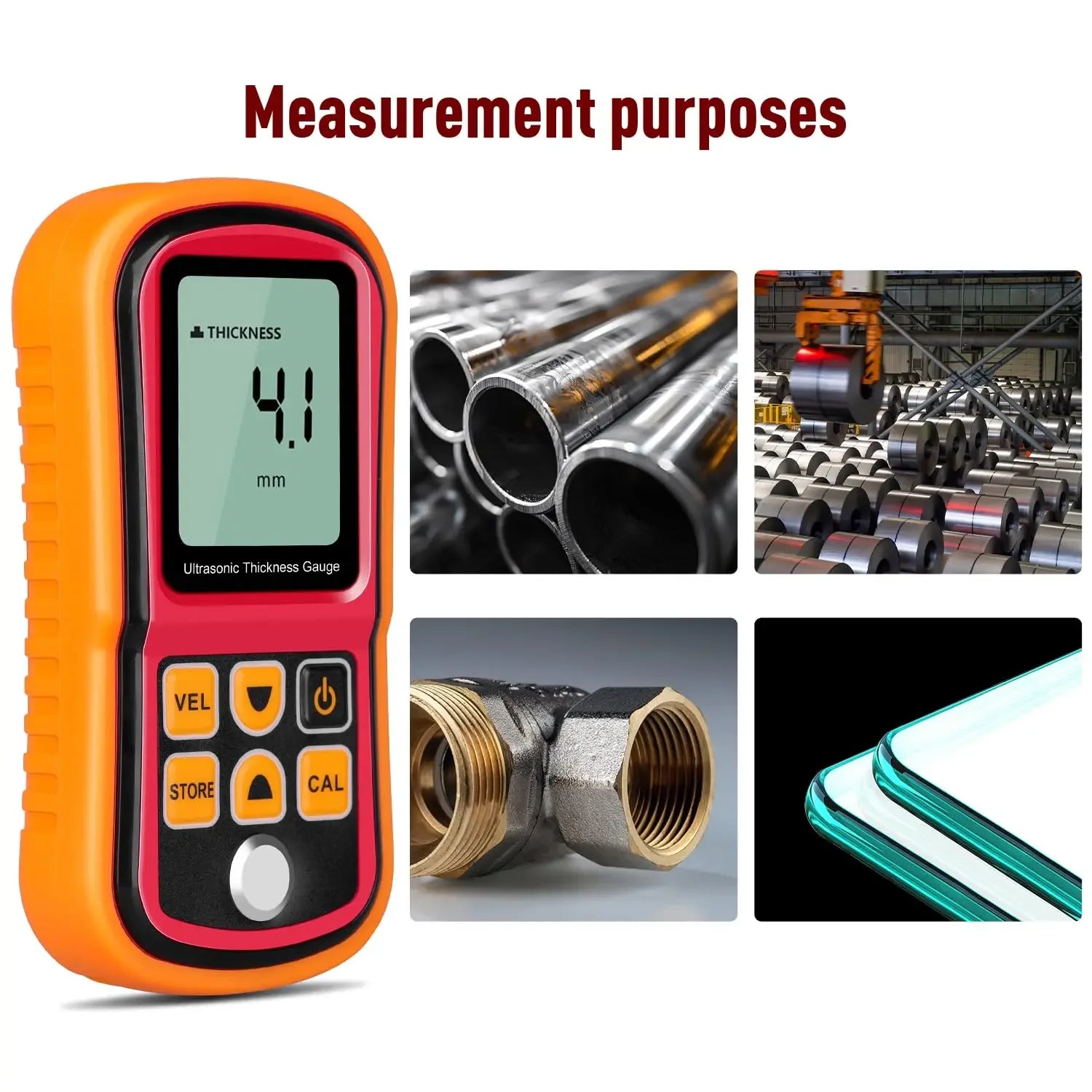 Ultrasonic thickness gauge GM100 1.2-225mm(Steel) Digital LCD Ultrasonic Thickness Meter Tester Gauge 0.1mm Resolution