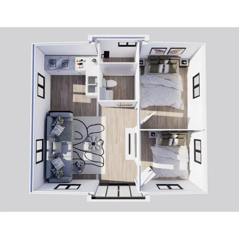 Customized Prefab 2 Story 40Ft Villa Expandable Container House Modern Modular Detachable Waterproof Luxury Hotel 2 3 Bedroom