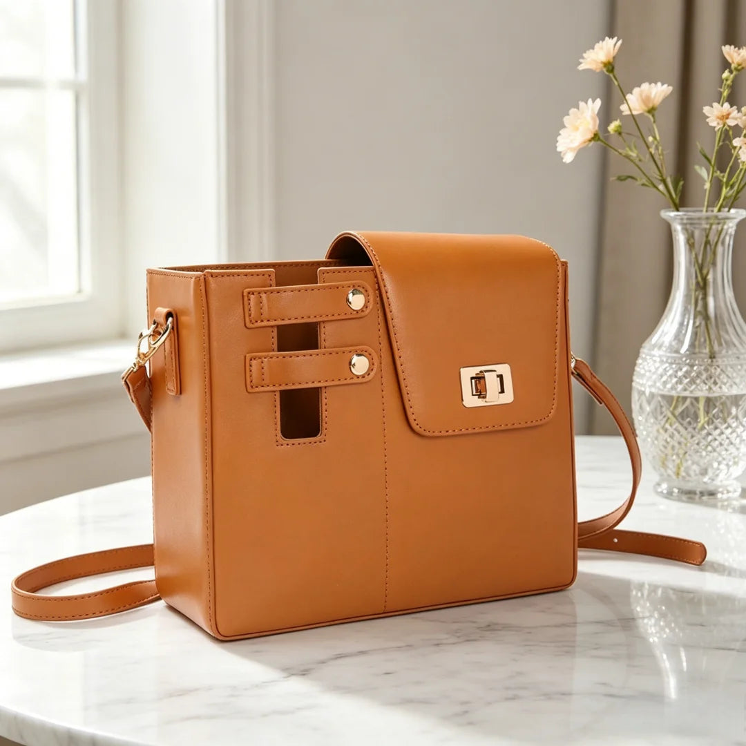 Vintage large-capacity shoulder strap crossbody bag for outdoor use, portable for storing beverage bottles, water cups, mobile p