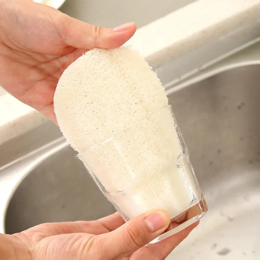 10Pcs Natural Luffa Sponge Dish Washing Cloth Loofah Scrub Pad Dish Pot Scrubber Sponge Household Kitchen Clean Brushes Pad
