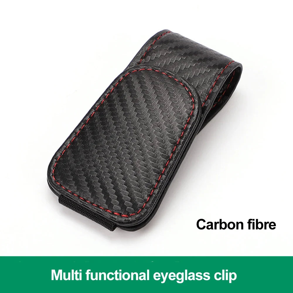 Universal Car Sun Visor Eyeglass Hanger Clip PU Leather Magnetic Glasses Holder Multi-Function Storage Auto Interior Accessories