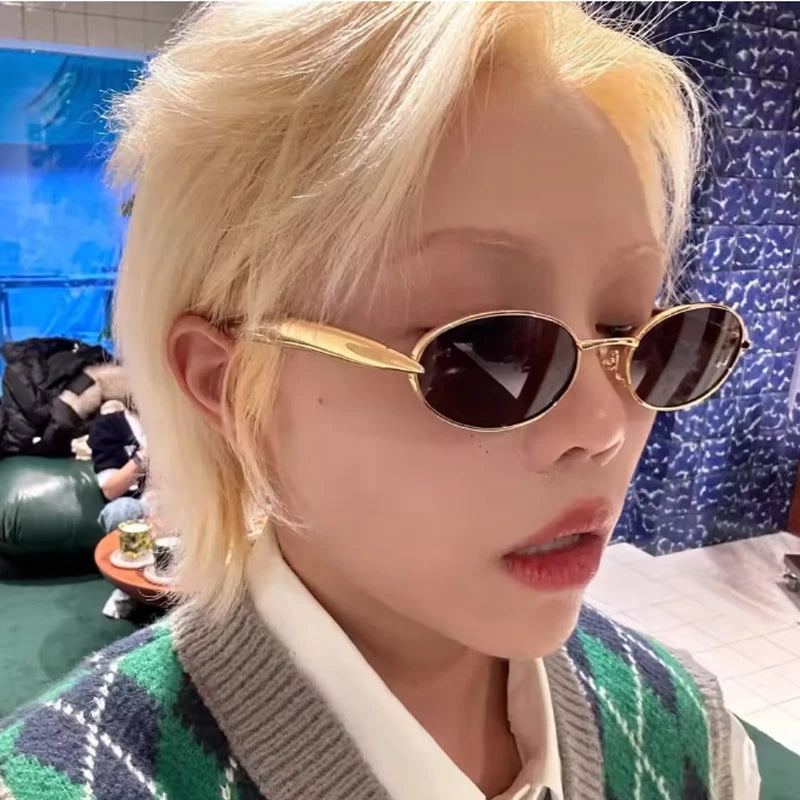 Hiking 1/3pcs New Small Oval Anti Light Glasses 2025 Women Y2K Metal Frame Luxury Brand Shades Fashion Punk Popular Eyewear