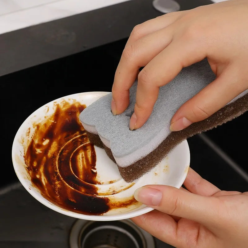 4/20pcs Dishwashing Sponge Reusable Double Side Magic Sponge Cute Cat Shape Wash Dishes Brushes Household Kitchen Cleaning Tools