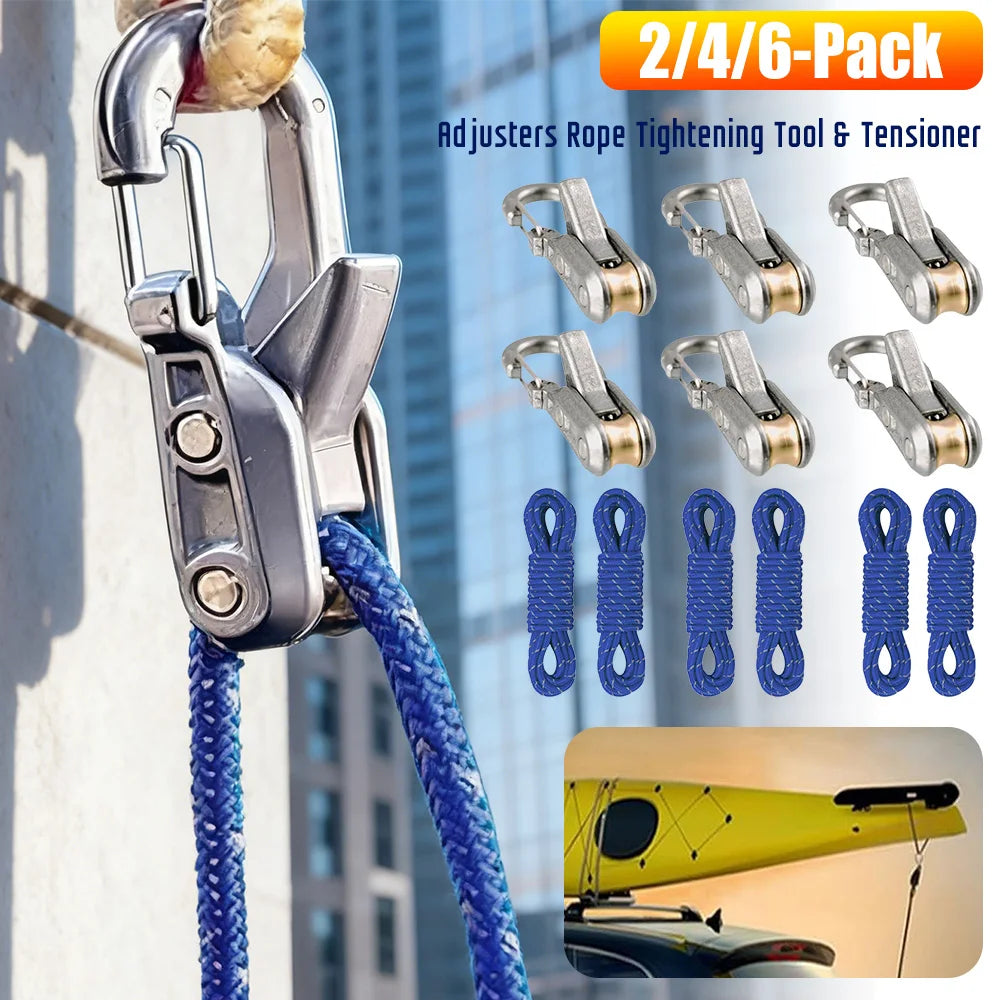 2/4/6Pack Paracord Adjusters,ope Tightening Tool & Tensioner,Rope with Roller Tensioner Heavy-Duty Tie Down for Camping, Tarps