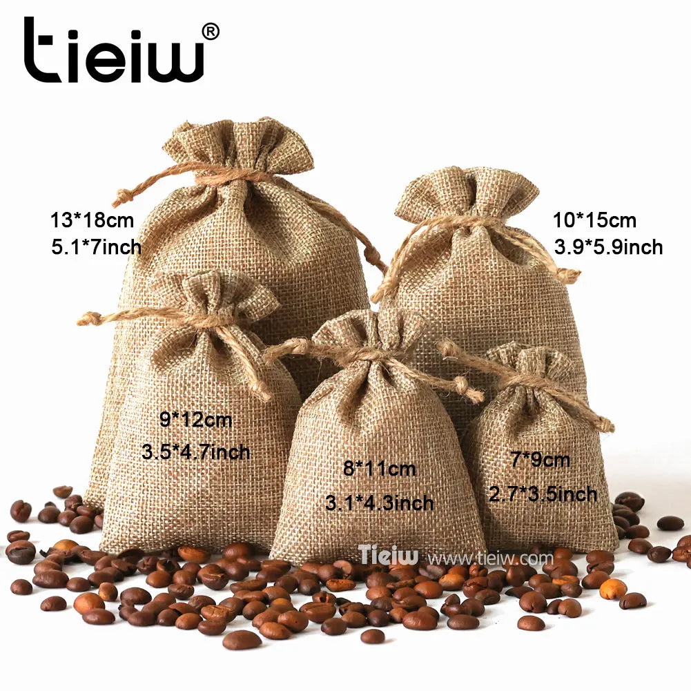 Custom Burlap Favor Bags With Drawstring For Wedding And Party Favors Personalized Natural Linen Sack For Candy Coffee DIY Craft