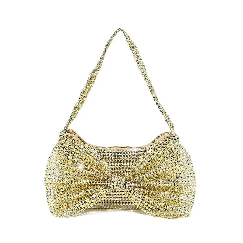 Circular Evening Bag Fashion Bow knot Decorate Banquet Clutch Rhinestone Sparkling Clutches Bag Women Female