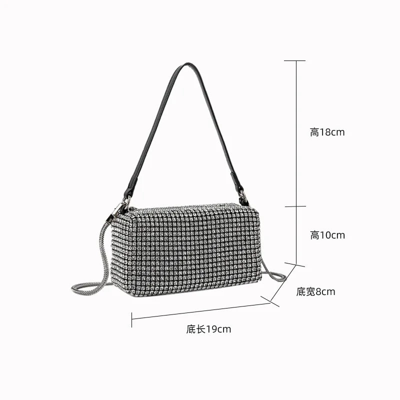 2026 Luxury Rhinestone Pearl Evening Bag for Women | Sparkly Stage Performance Purse | Elegant Dinner Party Clutch Crossbody Bag