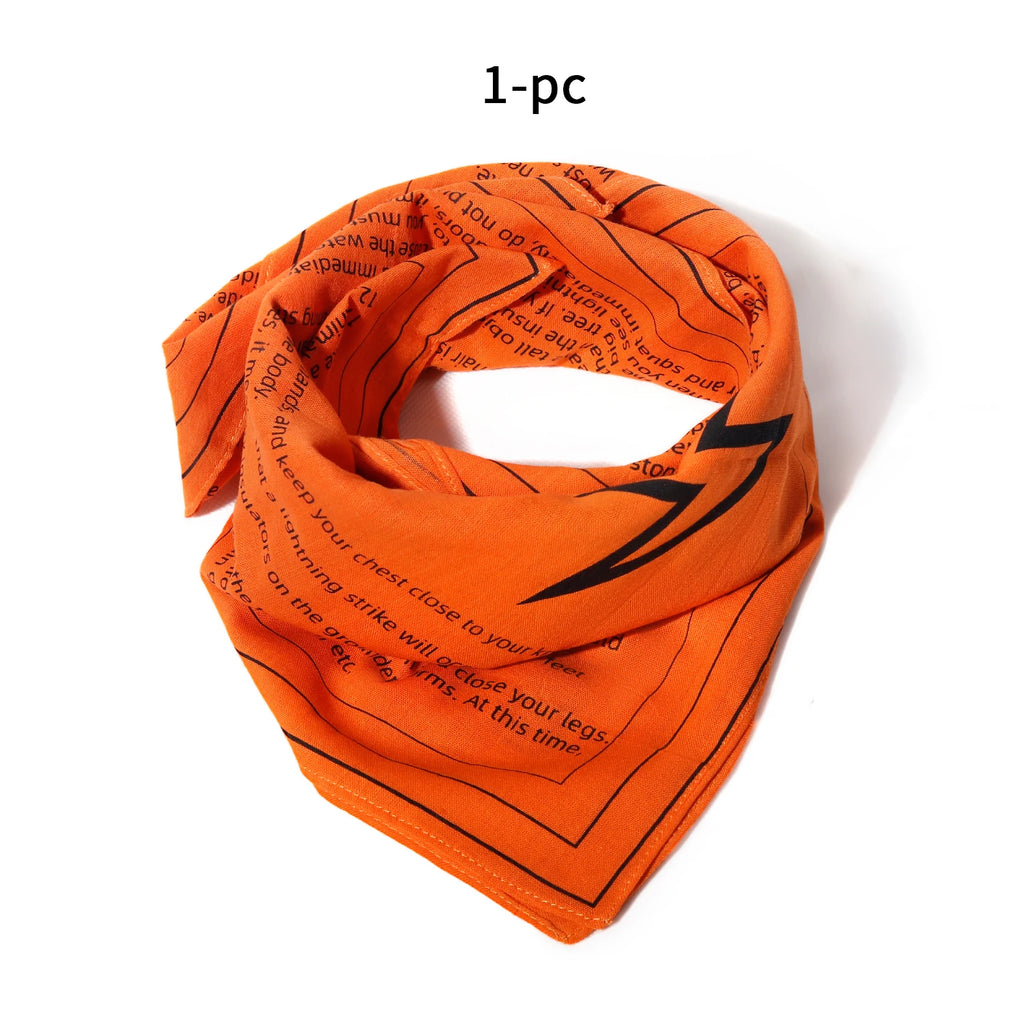 Survival Bandana with Survival Whistle, Easy to Read Tips and High Vis Orange Emergency Kit for Camping, Hiking, Emergency