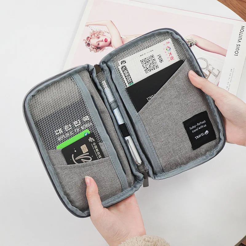 Travel Accessories Travel Wallet OX Cloth Ticket Holder Family Passport Holder Passport Protective Cover Zipper Document Case