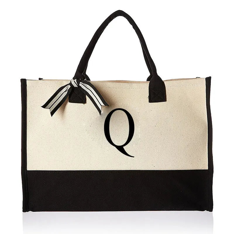 Tote Bag Fashion Canvas Totes Letters Flower Portable Beach Shoulder Shopping Casual Beach Bag Large Capacity Handbag  Wholesale