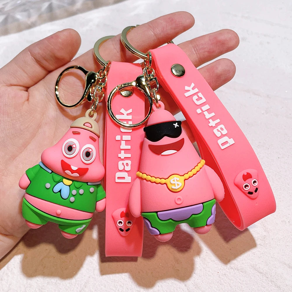 Kawaii Anime Spongebob Squarepants Patrick Star PVC Keychain Backpack Decoration Birthday Gift For Children