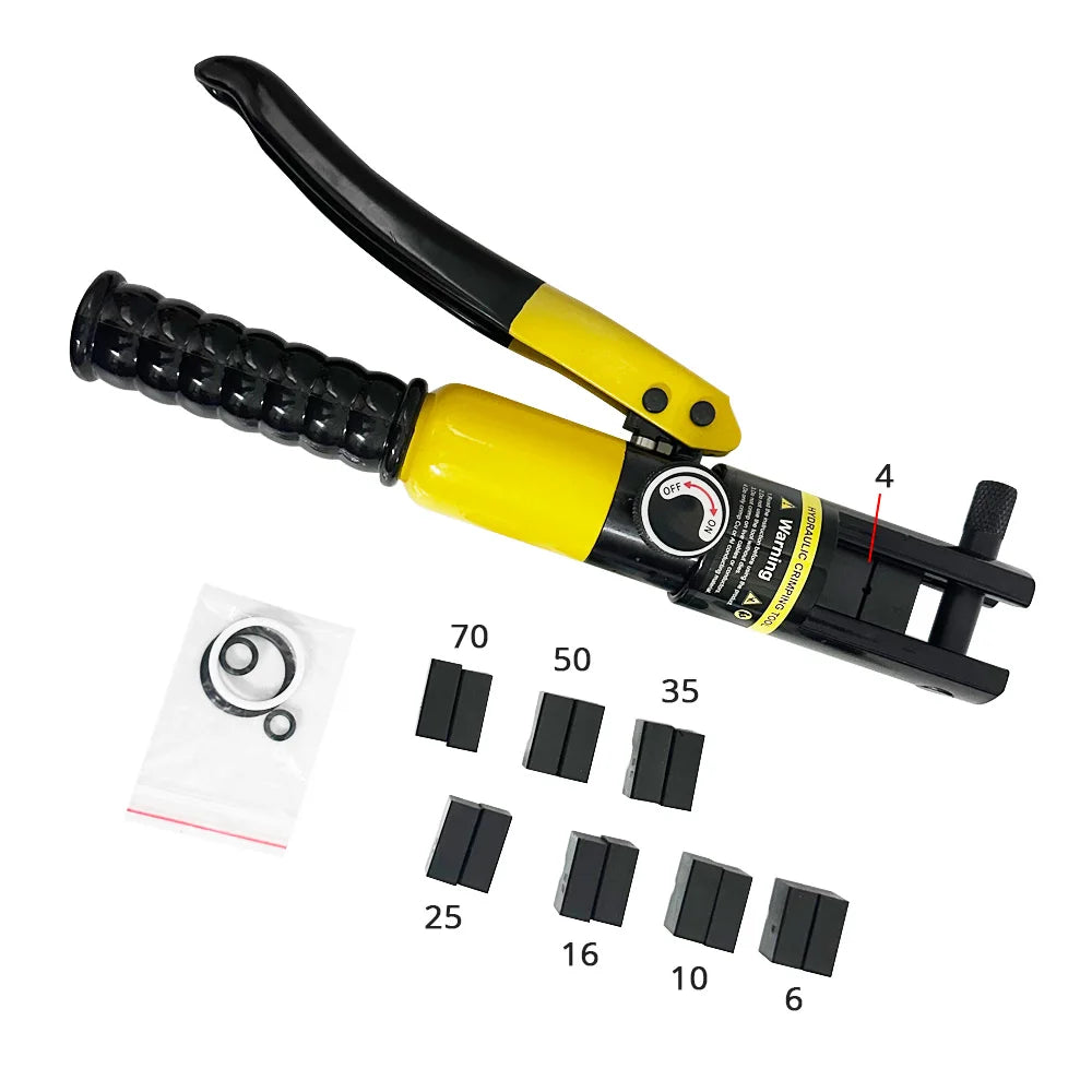 Hand Operated  Hydraulic Wire Crimping Tool Battery Cable Lug Terminal Crimper With 8 Pairs of Dies, 4-70mm² Crimping Tool