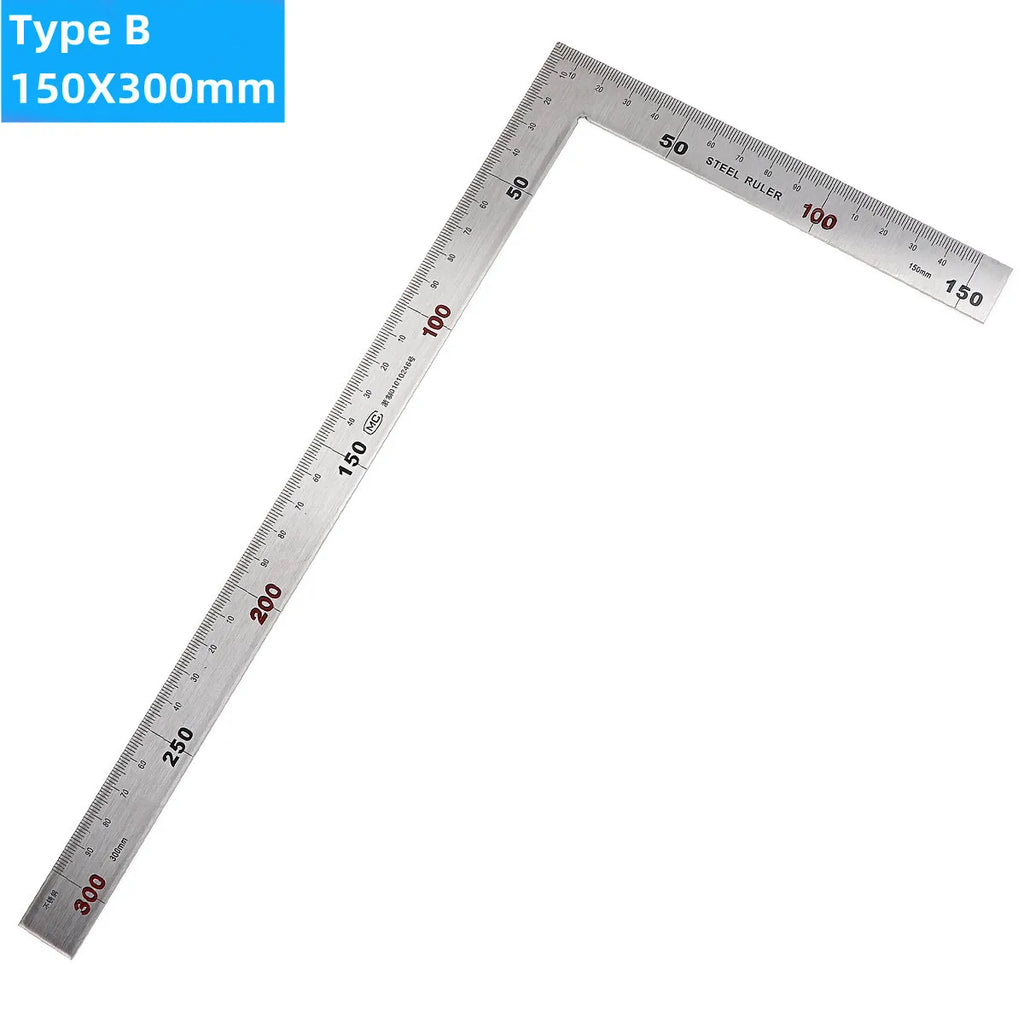 200/250/300mm Aluminum Square Ruler Right Angle 90 Degree Turning Rule Woodworking Measuring Tool Angle Square Carpenter Ruler