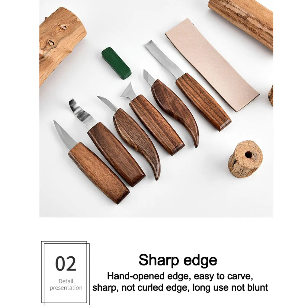 New 8/17PCS Wood Carving Kit Wood Carving Tools Hand Carving Knife Set with Needle File Wood Spoon Carving Kit for Beginners