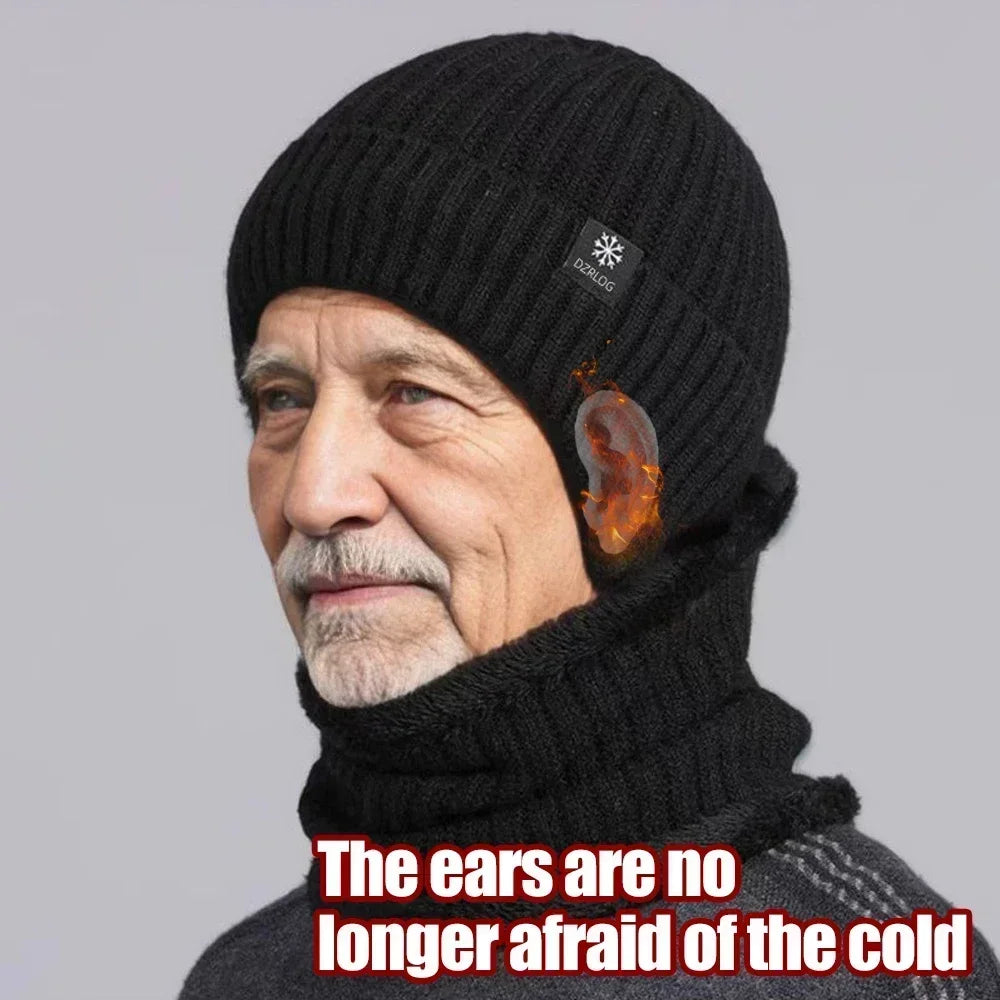 Middle Aged and Elderly Men's Winter Warm and Windproof Ear Protection Hat for The Elderly Winter Dad Grandpa Knitted Woolen Hat