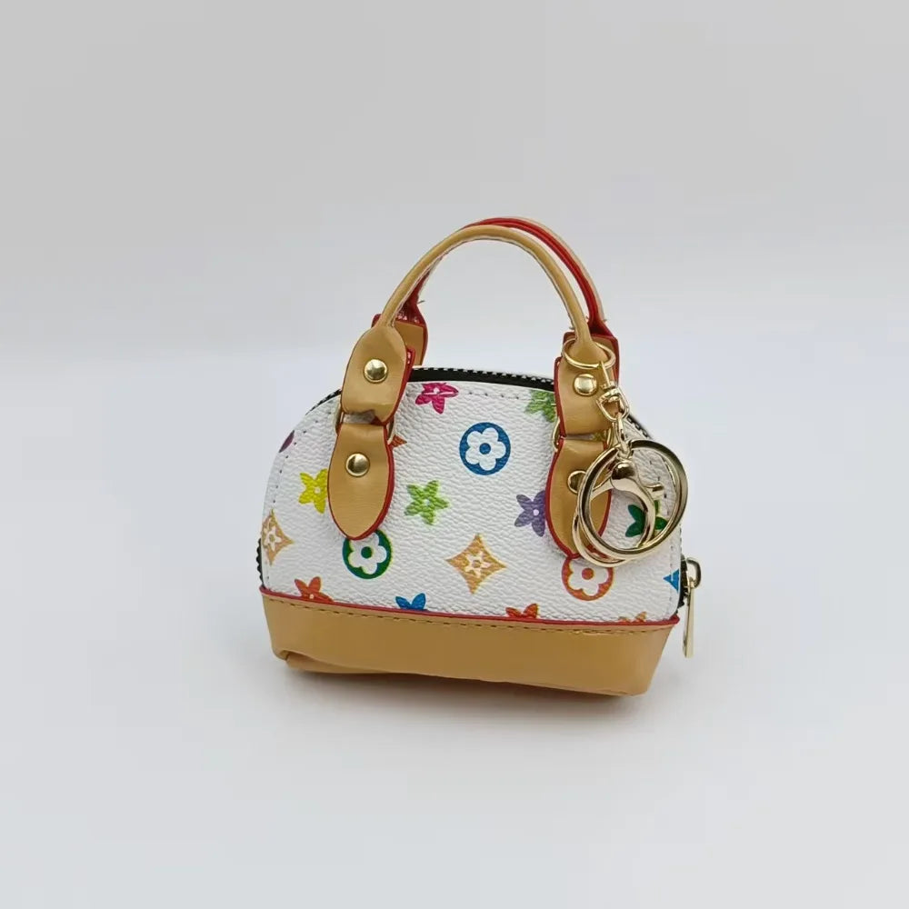 European Cute Mini Personalized Earphone Bag Old Flower Mini Bag French Stick Bag Keychain Pendant Bag Accessories