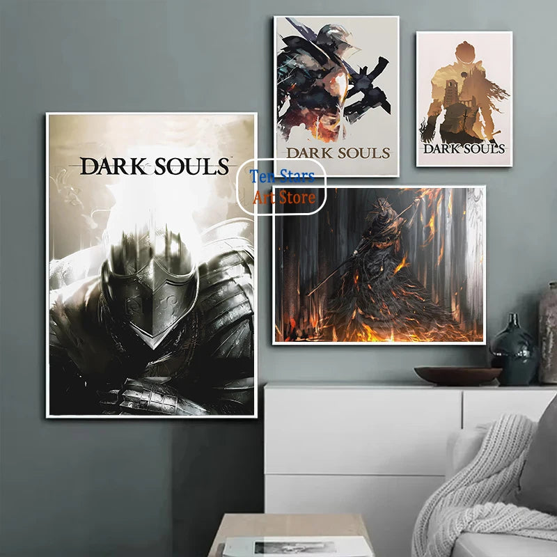 Dark Souls Fantasy Art Video Game Warrior Knight Dark Souls 3 Gaming Poster Canvas Painting Wall Pictures Home Gaming Room Decor