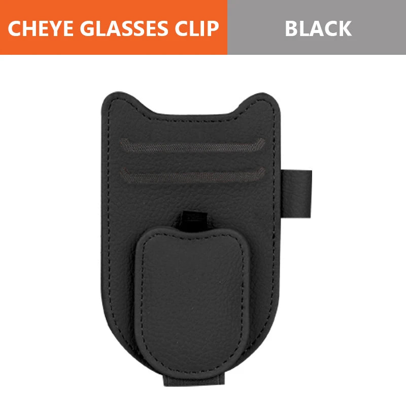 Car Sun Visor Glasses Holder Magnetic Eyeglasses Hanger Clip Luxury Leatherette Car Sunglasses Holder Mount Universal