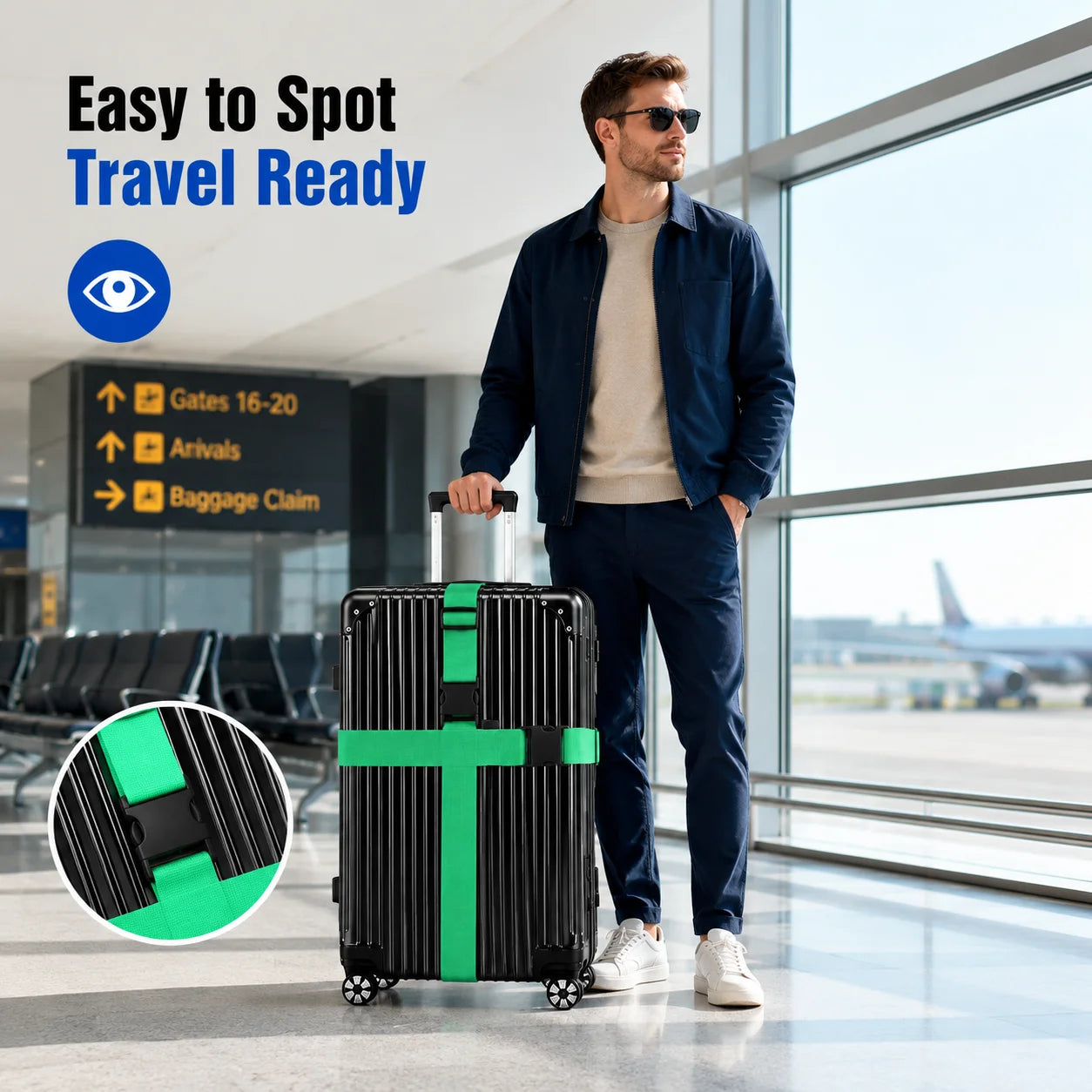 4Pcs Luggage Straps Adjustable Suitcase Belts Webbing Travel Bag Secure Buckle for 20 to 32 Inch Suitcase Trip Accessories Pack